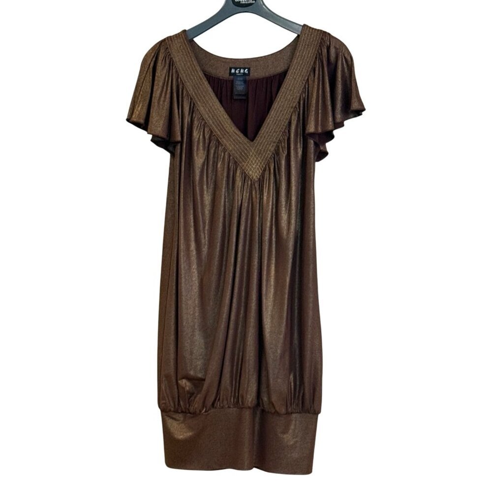 BCBG Paris Women's Medium Bronze Gold Metallic Dress Size Small